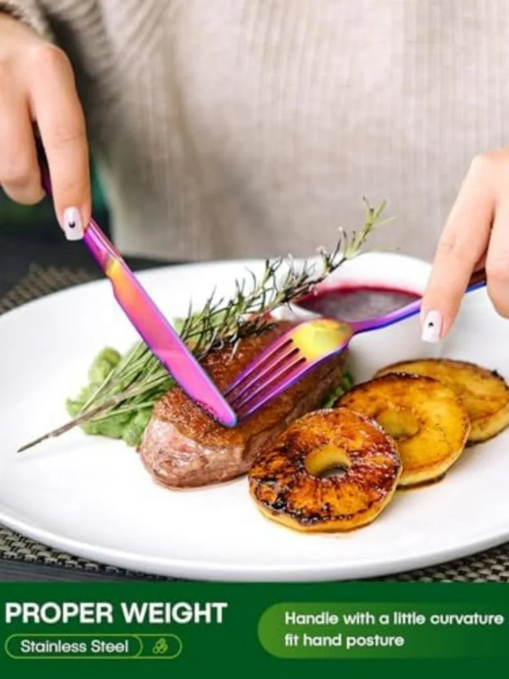Vibrant 20-Piece Rainbow Stainless Steel Flatware Set for 4 - Colorful Utensils